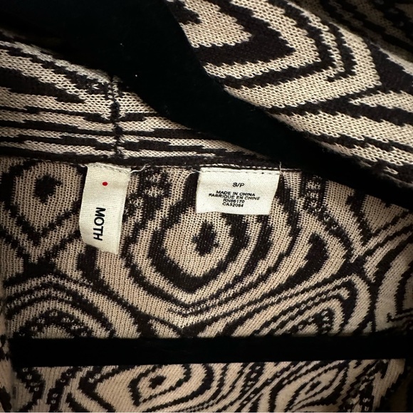 Anthropologie Moth Women’s Open Waterfall Knit Cardigan Sweater Brown Patterned - Picture 3 of 8